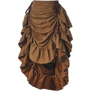 Women's Victorian Steampunk Skirt Costume Khaki